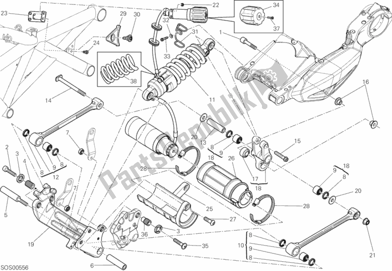 Toutes les pièces pour le Amortisseur Arrière du Ducati Diavel FL Thailand 1200 2016